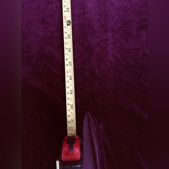 90’s EUC elegant burgundy velvet gown with high front slit. Stretchy. - Picture 7 of 14